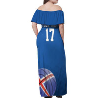 Iceland Basketball Custom Family Matching Off Shoulder Maxi Dress and Hawaiian Shirt Blue Style