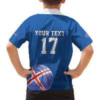 Iceland Basketball Custom Family Matching Short Sleeve Bodycon Dress and Hawaiian Shirt Blue Style