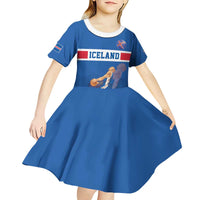 Iceland Basketball Custom Kid Short Sleeve Dress Blue Style