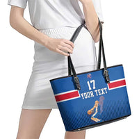 Iceland Basketball Custom Leather Tote Bag Blue Style
