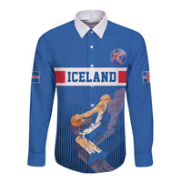 Iceland Basketball Custom Long Sleeve Button Shirt Blue Style