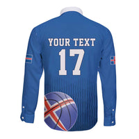 Iceland Basketball Custom Long Sleeve Button Shirt Blue Style