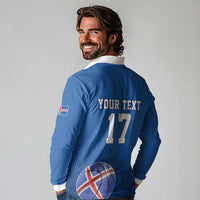 Iceland Basketball Custom Long Sleeve Polo Shirt Blue Style