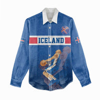 Iceland Basketball Custom Women Casual Shirt Blue Style
