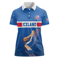 Iceland Basketball Custom Women Polo Shirt Blue Style