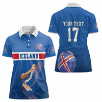 Iceland Basketball Custom Women Polo Shirt Blue Style