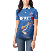 Iceland Basketball Custom Women Polo Shirt Blue Style