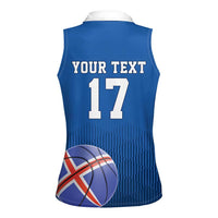 Iceland Basketball Custom Women Sleeveless Polo Shirt Blue Style