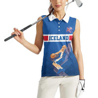Iceland Basketball Custom Women Sleeveless Polo Shirt Blue Style