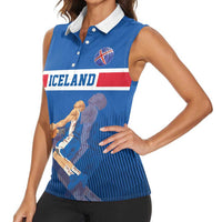 Iceland Basketball Custom Women Sleeveless Polo Shirt Blue Style