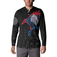 Iceland Viking Culture Button Sweatshirt Norse Mythology Raven Tattoo