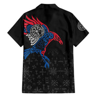 Iceland Viking Culture Family Matching Off Shoulder Short Dress and Hawaiian Shirt Norse Mythology Raven Tattoo
