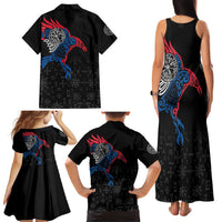 Iceland Viking Culture Family Matching Tank Maxi Dress and Hawaiian Shirt Norse Mythology Raven Tattoo