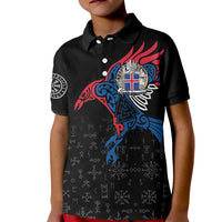 Iceland Viking Culture Kid Polo Shirt Norse Mythology Raven Tattoo