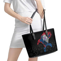 Iceland Viking Culture Leather Tote Bag Norse Mythology Raven Tattoo