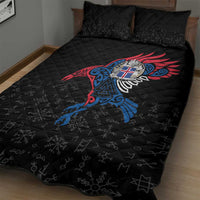 Iceland Viking Culture Quilt Bed Set Norse Mythology Raven Tattoo