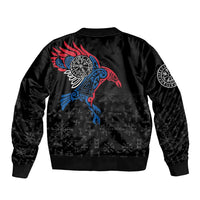 Iceland Viking Culture Sleeve Zip Bomber Jacket Norse Mythology Raven Tattoo