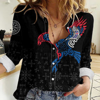 Iceland Viking Culture Women Casual Shirt Norse Mythology Raven Tattoo