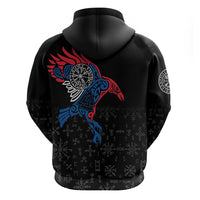 Iceland Viking Culture Zip Hoodie Norse Mythology Raven Tattoo