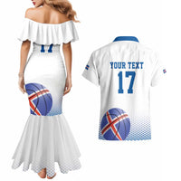 Iceland Basketball Custom Couples Matching Mermaid Dress and Hawaiian Shirt White Style