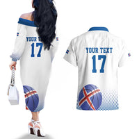 Iceland Basketball Custom Couples Matching Off The Shoulder Long Sleeve Dress and Hawaiian Shirt White Style