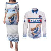 Iceland Basketball Custom Couples Matching Puletasi and Long Sleeve Button Shirt White Style