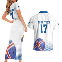 Iceland Basketball Custom Couples Matching Short Sleeve Bodycon Dress and Hawaiian Shirt White Style