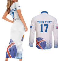 Iceland Basketball Custom Couples Matching Short Sleeve Bodycon Dress and Long Sleeve Button Shirt White Style