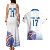 Iceland Basketball Custom Couples Matching Tank Maxi Dress and Hawaiian Shirt White Style