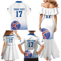 Iceland Basketball Custom Family Matching Mermaid Dress and Hawaiian Shirt White Style