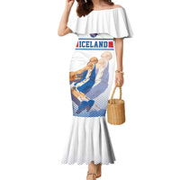 Iceland Basketball Custom Family Matching Mermaid Dress and Hawaiian Shirt White Style