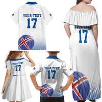 Iceland Basketball Custom Family Matching Off Shoulder Maxi Dress and Hawaiian Shirt White Style