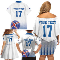 Iceland Basketball Custom Family Matching Off Shoulder Short Dress and Hawaiian Shirt White Style