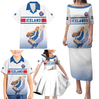 Iceland Basketball Custom Family Matching Puletasi and Hawaiian Shirt White Style