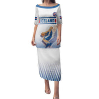 Iceland Basketball Custom Family Matching Puletasi and Hawaiian Shirt White Style