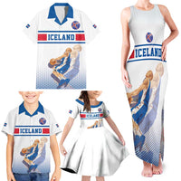 Iceland Basketball Custom Family Matching Tank Maxi Dress and Hawaiian Shirt White Style