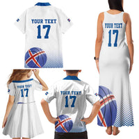 Iceland Basketball Custom Family Matching Tank Maxi Dress and Hawaiian Shirt White Style