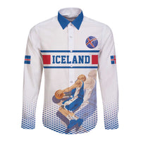Iceland Basketball Custom Long Sleeve Button Shirt White Style