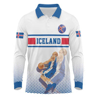 Iceland Basketball Custom Long Sleeve Polo Shirt White Style