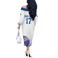 Iceland Basketball Custom Off The Shoulder Long Sleeve Dress White Style