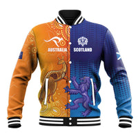 Custom Scotland and Australia Rugby Baseball Jacket Wallabies Thistle Together
