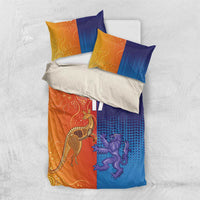 Custom Scotland and Australia Rugby Bedding Set Wallabies Thistle Together