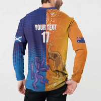 Custom Scotland and Australia Rugby Button Sweatshirt Wallabies Thistle Together