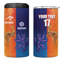 Custom Scotland and Australia Rugby 4 in 1 Can Cooler Tumbler Wallabies Thistle Together
