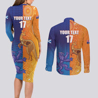 Custom Scotland and Australia Rugby Couples Matching Long Sleeve Bodycon Dress and Long Sleeve Button Shirt Wallabies Thistle Together