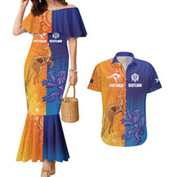 Custom Scotland and Australia Rugby Couples Matching Mermaid Dress and Hawaiian Shirt Wallabies Thistle Together