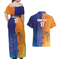 Custom Scotland and Australia Rugby Couples Matching Off Shoulder Maxi Dress and Hawaiian Shirt Wallabies Thistle Together