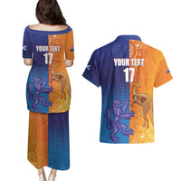 Custom Scotland and Australia Rugby Couples Matching Puletasi and Hawaiian Shirt Wallabies Thistle Together