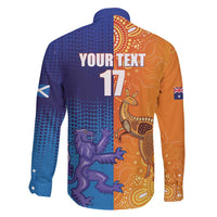 Custom Scotland and Australia Rugby Family Matching Long Sleeve Bodycon Dress and Hawaiian Shirt Wallabies Thistle Together