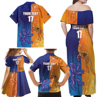 Custom Scotland and Australia Rugby Family Matching Off Shoulder Maxi Dress and Hawaiian Shirt Wallabies Thistle Together